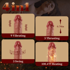 REED 9 Vibrating 3 Thrusting Tongue Licking &amp; Swing Heating Dildo