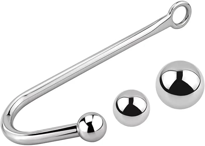 Sextoyvibe Stainless Steel Anal Hook With 3 Interchangeable Balls