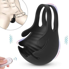9 Speed Vibrating Penis Ring With Testicles ——1.29 Inch