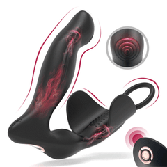 Sextoyvibe™ Noah - 10 Vibrating Intense Prostate & Perineal Massager with Heating Feature and Cock Ring