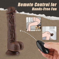 BBC LOVER-9.05 Inch Realistic 8 Thrusting Vibrating Heating Black Dildo with Remote Control