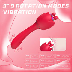 2 in 1 Rose 9 Mode Clitoral G-Spot Massage Masturbator