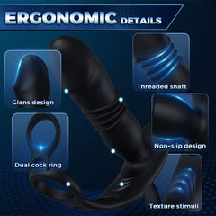(Special) 3 Push 12 Vibrating Cock Ring Prostate Massager-USA Only