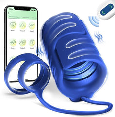 Sextoyvibe APP &amp; Remote Control 9 Vibrating with 2 Cock Penis Ring Stretchy Male Masturbator