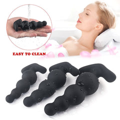 Long-term comfortable to wear pull beads anal plug trainer set, 3 silicone anal plug set