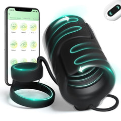 Sextoyvibe APP &amp; Remote Control 9 Vibrating with 2 Cock Penis Ring Stretchy Male Masturbator