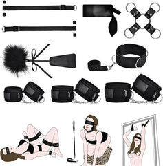 11 Pcs BDSM Leather Bondage Sets Restraint Kits for Women and Couples