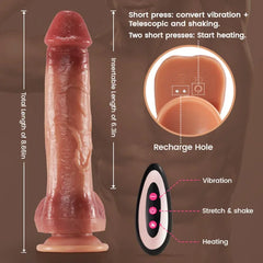 9 Vibration Modes And 3 Thrust Swing Modes Heated 8.66-Inch Realistic  Dildo