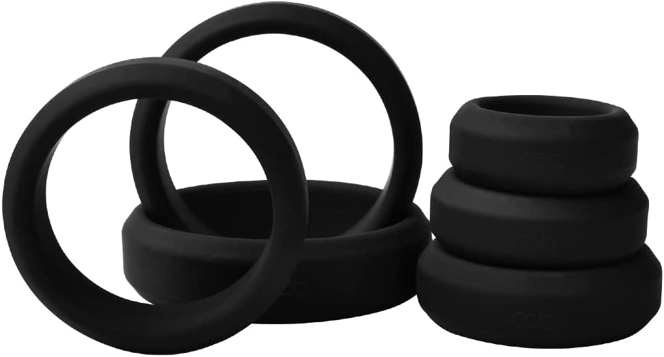 Cock Rings with 6 Different Size, Cob Soft Silicone Penis Ring Cockring Set for Men or Couples