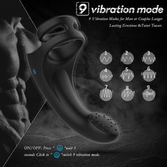 9 vibration modes multifunctional double ring penis ring