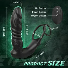 Sextoyvibe™ Alexander - Bluetooth App Control 9 Vibrating Thrusting 3-in-1 Prostate Massager With 2 Cock Rings