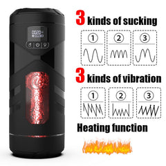 All-in-one three vibrations three sucking realistic real oral sex masturbation cup