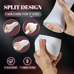 Allure Split Design Breast Vulva Entry 5 Suction &amp; 7 Vibrations 3 Languages Automatic Masturbation Cup